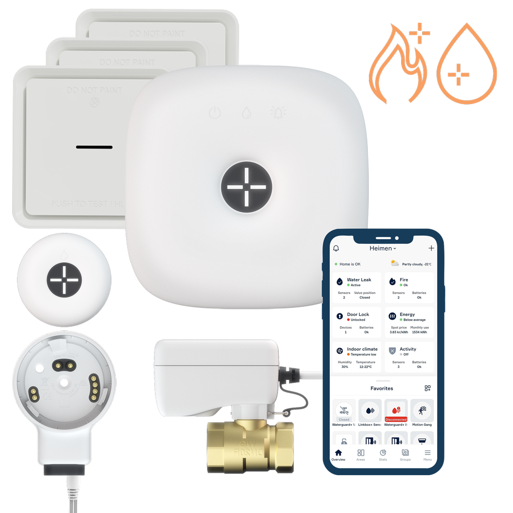 Abra vann- og brannsikringspakke m/overføring alarmstasjon - Abonnement (3/4" ventil)